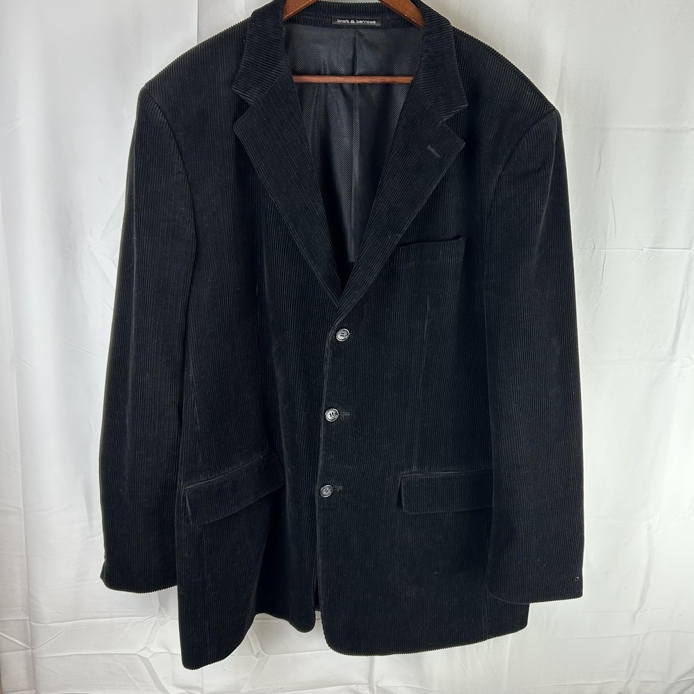 Croft‎ & Barrow Blazer Mens 48 Long Black Corduroy 3 Button Sport Coat Jacket